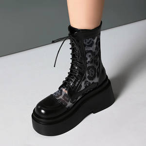 Botines de Mujer 2026, Diseño Clásico con Parches, Punta Redonda, Plataforma, Bloques de Color, Estilo Romano, Cierre Trasero con Cremallera, Malla Transpirable - Product Image 4