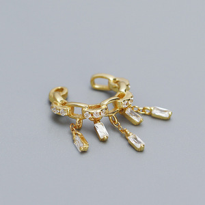 Gioielli di moda all'ingrosso orecchini in argento 925 gioielli 18K placcato oro con nappa orecchini a cerchio per le donne - Product Image 6