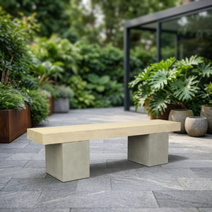 Banc d'extérieur moderne en béton de 160 cm, imperméable, long, pour patio, jardin, parc, mobilier de jardin - Product Image 1