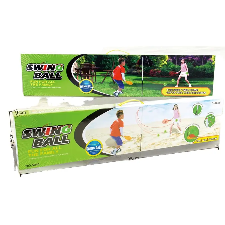 Set Bola Tenis Ayun dengan 2 Bola Raket dan Tiang Mainan Anak-anak Permainan Bola Bola Mainan Pantai Olahraga Tenis Mainan