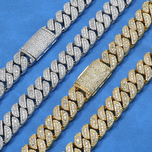 Cadena Cubana Premium de Hip Hop con Moissanita, Plata de Ley 925, Bañada en Oro de 18K, con Engaste de Bisel Personalizado, Collar de Eslabones Cubanos, Pasa Prueba de Autenticidad - Product Image 4