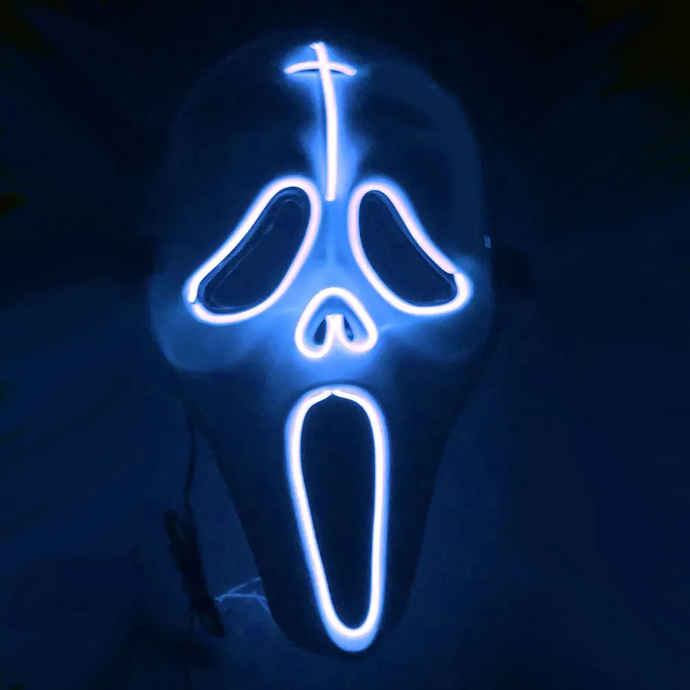 Scream Led Glowing Mask Halloween Ghostface Fluorescent Dance Party El Mask Horror Thriller Glow Mask