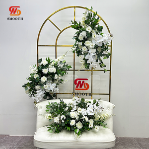 LEDA High Quality Events decoration Artificial white Rose Flower <b>Runner</b> for <b>wedding</b> party - Product Image 1