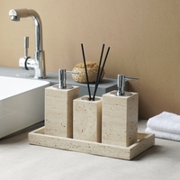 Ensemble de 48 articles de toilette vides en marbre naturel et travertin, style Wabi Sabi, à combinaison libre, pour salle de bain
