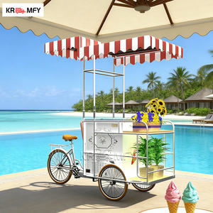 Chariot à main électrique à 2 roues en fibre de verre personnalisé, chariot de livraison de nourriture de rue, chariot de crème glacée avec congélateur d'affichage à vendre - Product Image 4