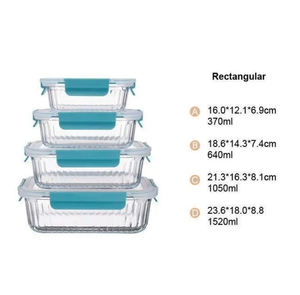 IKOO - Recipientes de Vidrio para Alimentos con Diseño Acanalado y Tapas, Loncheras de Vidrio - Product Image 2