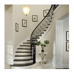 Elegantes <span class=keywords><strong>escaleras</strong></span> curvas con escalones <span class=keywords><strong>de</strong></span> <span class=keywords><strong>madera</strong></span> <span class=keywords><strong>y</strong></span> juego <span class=keywords><strong>de</strong></span> barandillas <span class=keywords><strong>de</strong></span> <span class=keywords><strong>hierro</strong></span> perfectas <span class=keywords><strong>para</strong></span> espacios interiores <span class=keywords><strong>y</strong></span> exteriores - Product Image 2