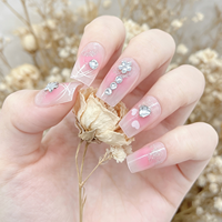 Faux ongles français faits main de luxe, durables, carrés, prêts à poser