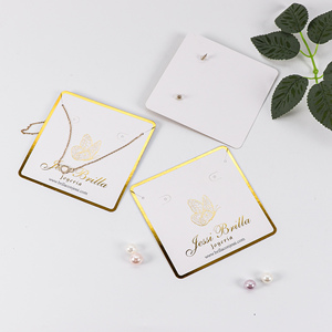 Cartes de présentation personnalisées en carton blanc pour colliers, bracelets, bijoux en or et argent, cartes pour boucles d'oreilles avec logo en feuille d'argent - Product Image 3