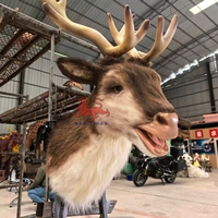 Tête de renne chantante animatronique de parc à thème réaliste de haute qualité de Noël