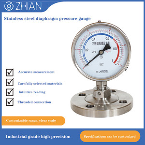 เกจวัดไดอะแฟรม YTP-100BFZ ราคาโรงงาน รุ่น Y-100BF/Z/ML ทำจากสแตนเลส ทนทานต่อแรงกระแทก  รับสั่งทำตามแบบ - Product Image 2