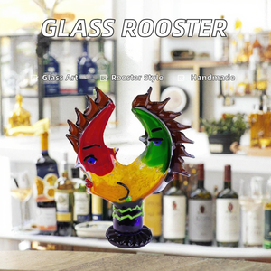 Tapón <span class=keywords><strong>de</strong></span> <span class=keywords><strong>Botella</strong></span> <span class=keywords><strong>de</strong></span> <span class=keywords><strong>Vino</strong></span> Murano con Forma <span class=keywords><strong>de</strong></span> Gallo Colorido, Arte en Vidrio Hecho a Mano para Decoración del Hogar, para Navidad - Product Image 2