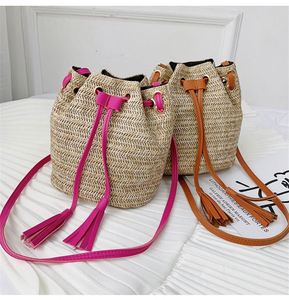 Lady Fashion Mochila con cordón Riñonera Bolsa de paja de playa con borla Ele - Product Image 2