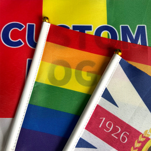 Banderas de diseño de decoración Venta caliente Orgullo de arco iris <span class=keywords><strong>integral</strong></span> Gay en palo con poste 14*21cm Bandera de mano - Product Image 4
