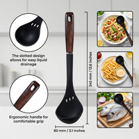 Louche à soupe en silicone sans BPA de qualité supérieure OEM ODM, résistante à la chaleur 446 ° Louche à soupe antiadhésive avec manche en bois