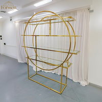 Support de toile de fond rond de haute qualité pour mariage, en métal doré et acier inoxydable, pour événements, décoration de scène, panneau de fond et casier à vin