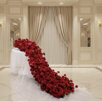 Décoration de table de mariage en gros : Centres de table floraux, boules de fleurs en soie rose bordeaux, chemins de table floraux