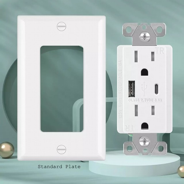 FTR15C USA TR Power Socket With High Speed 3.6a Type c Receptacle Usb Outlet