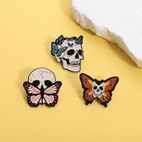 Crâne horreur papillon alliage argent plaqué broche ensemble Style sombre personnalité vêtements accessoires broche Badge fête cadeau
