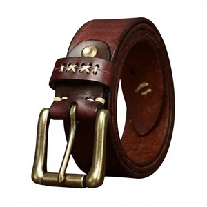 BS INTERNATIONAL Vintage <b>Men's</b> Leather Belt Cow Hide Steel Buckle Pin Square Design Formal Luxury Eco-Friendly Waterproof - Product Image 2