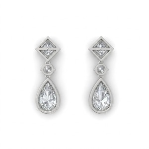 Pendientes <span class=keywords><strong>de</strong></span> Diamante en Forma <span class=keywords><strong>de</strong></span> Pera para Mujer, Anillo <span class=keywords><strong>de</strong></span> Diamante Cultivado en Laboratorio, Pendientes Pavé, <span class=keywords><strong>Oro</strong></span> Blanco <span class=keywords><strong>de</strong></span> 18K, Certificado IGI para Compromiso - Product Image 2