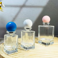 Botol Parfum Kaca Transparan Bentuk Kotak Leher Tinggi 30ml 50ml 100ml Grosir dengan Pompa Semprot dan Sablon