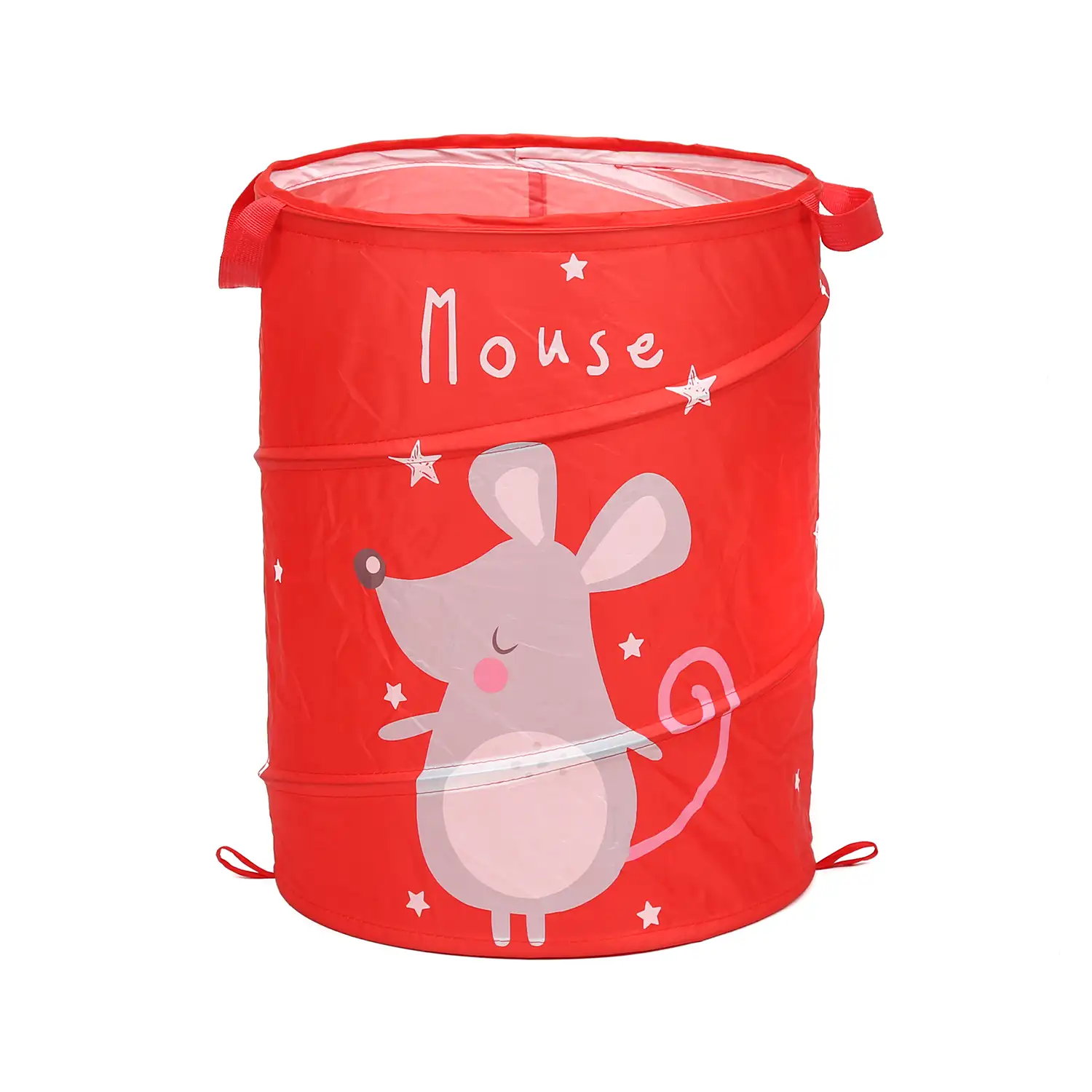 New arrival Portable Red Cartoon Collapsible Pop Up Folding Laundry Hamper Basket