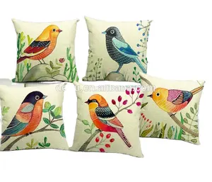 Cartoon Cushion Cover Custom Decorative Colorful Birds Inflatable Bolster Pillow