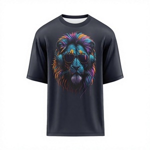 T-shirt à manches courtes pour homme, imprimé coloré, coupe classique, col rond, style décontracté, motif imprimé numérique, logo sur le devant - Product Image 1