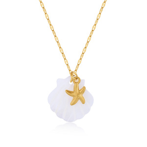 Collier d'été étanche en or 18 carats avec pendentif étoile de mer escargot en acier inoxydable 316L avec pendentif queue de baleine tortue pour femmes - Product Image 5