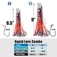 Appâts souples en résine de silicone Riged, 6 pièces/paquet, 16,5 cm/22,8 cm, jupe de calmar marlin, leurres de traîne