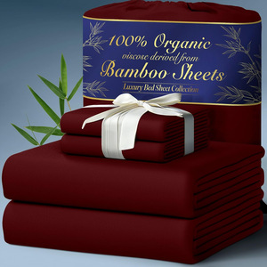 <span class=keywords><strong>Parure</strong></span> de lit 4 pièces en bambou 100 % pur tissé, motif uni, taille King, 300 fils, toutes saisons, personnalisable, couleur unie - Product Image 2
