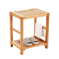 Chaise de douche multifonctionnelle en bambou, banc de douche, tabouret, Spa, organisateur de bain avec étagère de rangement