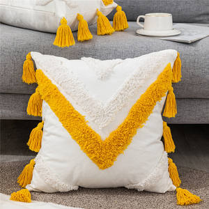 Housse de coussin brodé jaune, nouvelle collection, grande usine, bon prix, style Boho, décoration de salon, jaune - Product Image 3