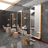 Table miroir murale moderne à LED pour salon de coiffure Mobilier de salon simple pour coiffeur École polyvalente Salon Chambre à coucher Salle de sport