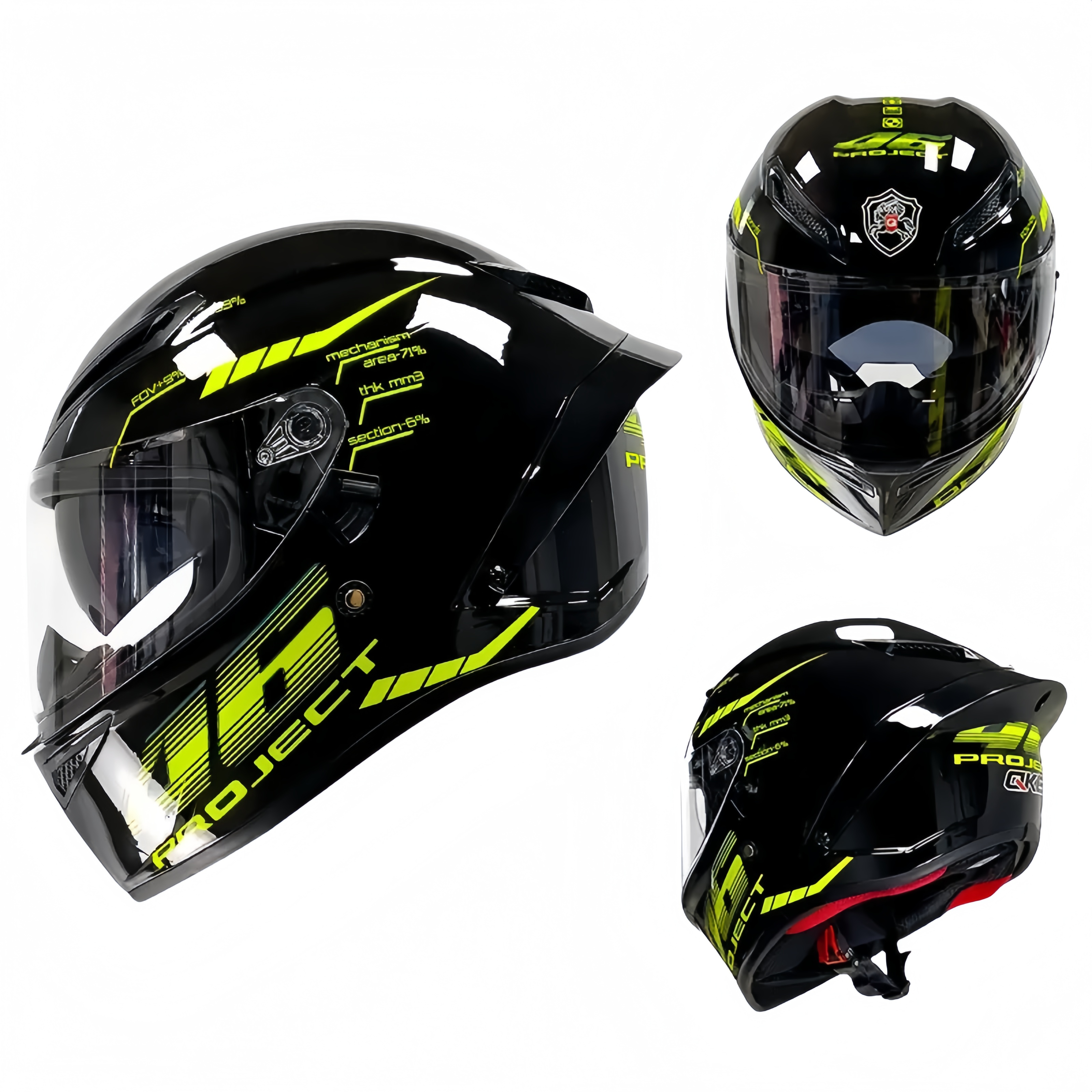 Noir brillant avec vert fluorescent