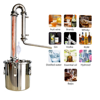 Alambic domestique en acier inoxydable 304 de 20 L, alambic à vodka, whisky, rhum, colonne de reflux en cuivre cristallisé, vignoble privé