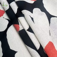Tissu en lin et coton imprimé sur mesure, motif floral abstrait 180 g/m², pour chemises, robes et décoration intérieure – Vente en gros