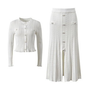 Nouveauté 2026 Collection Automne Ensembles Tricotés Costumes de Luxe Mode <span class=keywords><strong>Chic</strong></span> Française Élégante Tenues Deux Pièces <span class=keywords><strong>pour</strong></span> Femmes - Product Image 2