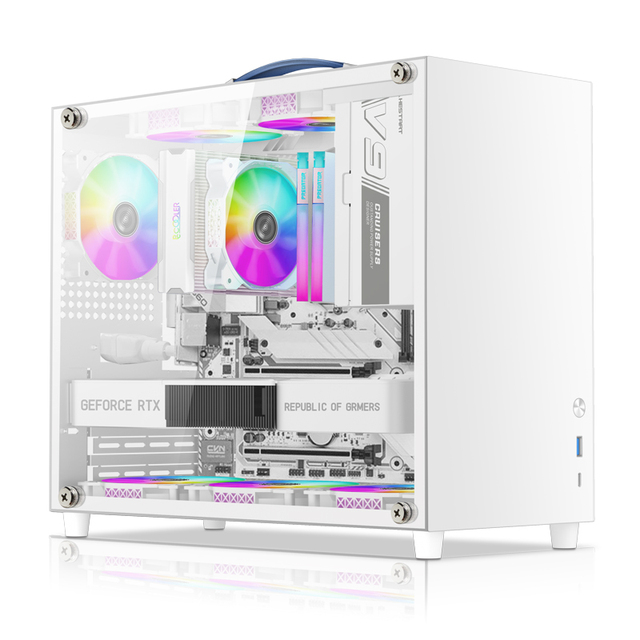 Small Mini M-ATX Itx PC Computer case With Handle With Tempered Glass Panel Portable Computer Box Small Pc Cabinet GPU Available
