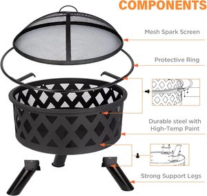 Braciere da Esterno Moderno in Metallo Red Mountain Valley 30'' per Legna, 2-in-1 con Grande Schermo Antifiamma e Copri Braciere per Patio e Campeggio - Product Image 5