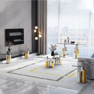 Europäischer <span class=keywords><strong>TV</strong></span>-Tisch mit Luxuriöser Metallbasis Glas und Edelstahl für Zuhause Schlafzimmer Küche Esszimmer mit Aufbewahrungsfunktion - Product Image 6