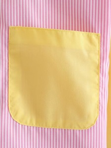 2024 Fashion Custom Color Block Lady Langarmhemd Gestreifte Brusttasche <span class=keywords><strong>Botton</strong></span> up Gelb rosa Top Shirt für Damen - Product Image 4