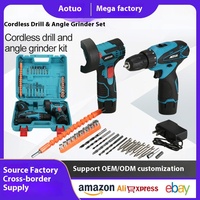 Ensemble d'outils électriques multifonctions personnalisables OEM de qualité industrielle pour l'exportation, perceuse sans fil, mini-meuleuse d'angle sans balais