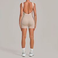 Combinaison moulante à col carré avec logo personnalisé, dos nu, brossée, très extensible, effet push-up, pour le yoga et le sport