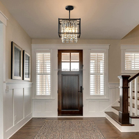 Suspension LED carrée minimaliste moderne en cristal, à tête unique, avec cadre en fer et culot E12 AC pour plafond de restaurant et salle à manger