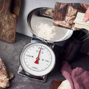 Báscula de cocina mecánica plateada/azul de 3kg-30kg, la más vendida, con bandeja, cuerpo de acero pintado, forma poligonal, para medir peso en China - Product Image 3
