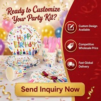 Fournitures de fête d'anniversaire personnalisées, ensemble de gobelets et d'assiettes en papier, vaisselle jetable colorée à thème de dessins animés, décoration d'anniversaire pour enfants, en vrac