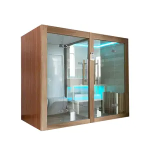 High quality wood rectangular home 2 4 person steam saun room