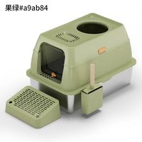 Bac à litière pour chat en acier inoxydable de grande taille, fermé, anti-odeur, facilement détachable, nettoyage facile, matériau PP épaissi anti-corrosion
